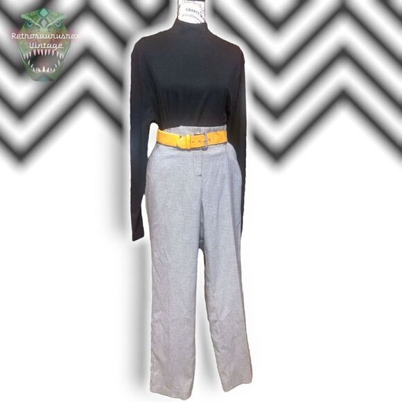 Larry Levine Houndstooth Plaid Stretch Ankle Slim Leg Trousers Pants, Size 16 Ne - Picture 4 of 6